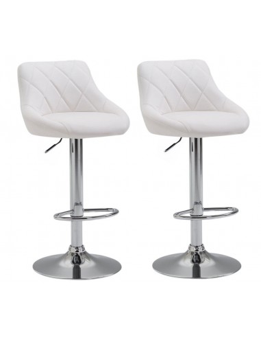 2x Tabourets de bar en synthétique blanc pivotant avec repose-pieds TDB10086 pas cher