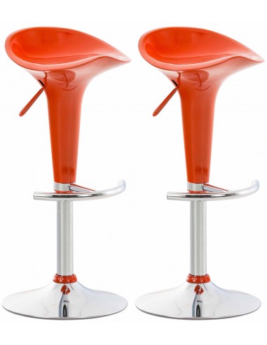 Lot de 2 tabourets de bar design orange pivotant et hauteur réglable TDB10032 livraison et retour toujours gratuits