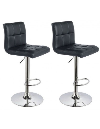 Lot de 2 tabourets de bar avec dossier synthétique hauteur réglable noir TDB09067 JUSQU'A -70%! 