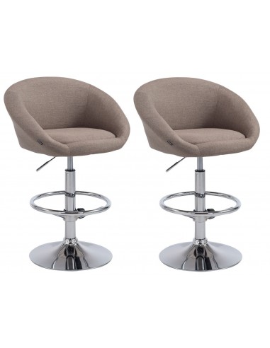 Lot de 2 tabourets de bar hauteur réglable avec repose-pieds en tissu taupe TDB10057 suggérées chez