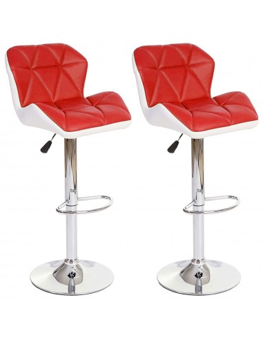 Lot de 2 tabourets de bar avec repose-pieds synthétique rouge et blanc TDB04024 hantent personnes