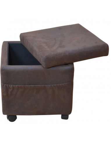 Siège / tabouret sur roulettes avec espace de rangement en tissu marron TABO05002 Toutes les collections ici