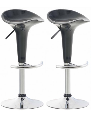 Lot de 2 tabourets de bar design gris pivotant et hauteur réglable TDB10035 les ctes