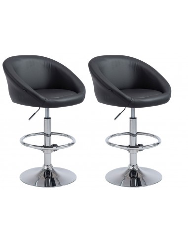 Lot de 2 tabourets de bar hauteur réglable avec repose-pieds en synthétique noir TDB10062 2023