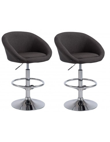 Lot de 2 tabourets de bar hauteur réglable avec repose-pieds en tissu gris foncé TDB10055 en ligne