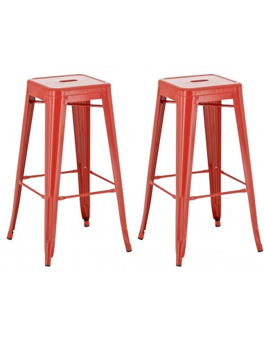 Lot de 2 tabourets de bar style industriel en métal avec repose-pieds rouge TDB10117 50% de réduction en Octobre 2024