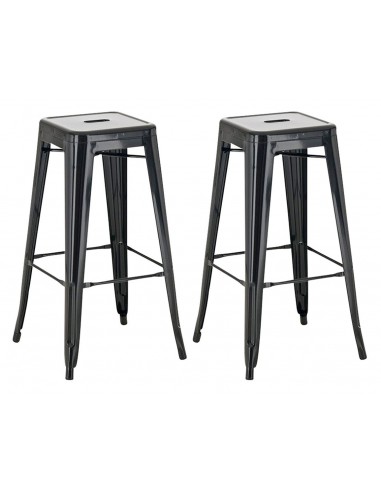 Lot de 2 tabourets de bar style industriel en métal avec repose-pieds noir TDB10119 Comment ça marche