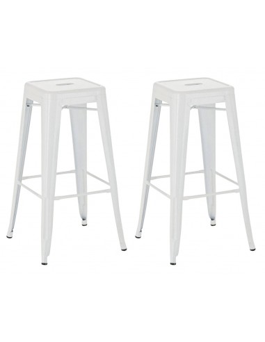 Lot de 2 tabourets de bar style industriel en métal avec repose-pieds blanc TDB10121 50% de réduction en Octobre 2024