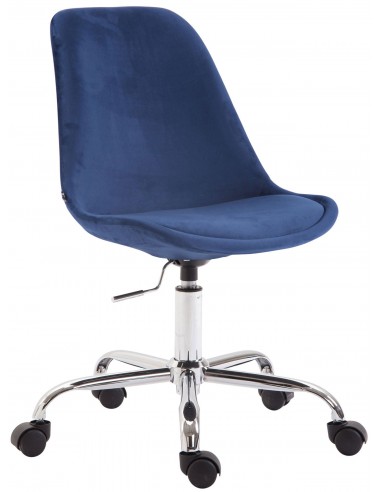 Chaise de bureau sur roulettes en tissu velours bleu BUR10348 50% de réduction en Octobre 2024