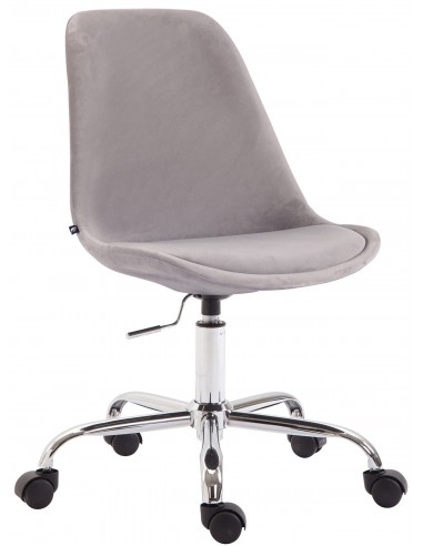 Chaise de bureau sur roulettes en tissu velours gris BUR10352 Profitez des Offres !