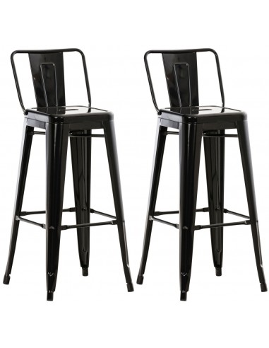 Lot de 2 tabourets de bar industriel en métal avec repose-pied couleur noir TDB10141 livraison gratuite