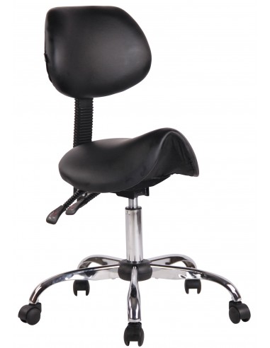 Tabouret de travail avec assise en forme de selle cheval ajustable et pivotant PVC noir TABO10074 Jusqu'à 80% De Réduction