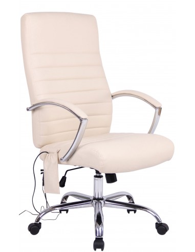 Fauteuil de bureau en synthétique crème avec fonction massage réglable en hauteur et pivotant BUR10367 brillant des détails fins