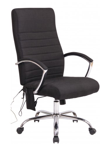 Fauteuil de bureau en tissu noir avec fonction massage réglable en hauteur et pivotant BUR10369 À commander