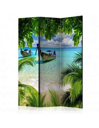 Paravent 3 volets panneaux cloison séparateur de pièce pliable recto verso Tropical Paradise 135x172 cm PAR110928 de technologie