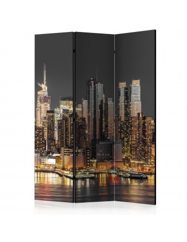 Paravent 3 volets panneaux cloison séparateur de pièce pliable recto verso New York au crépuscule 135x172 cm PAR110597 acheter