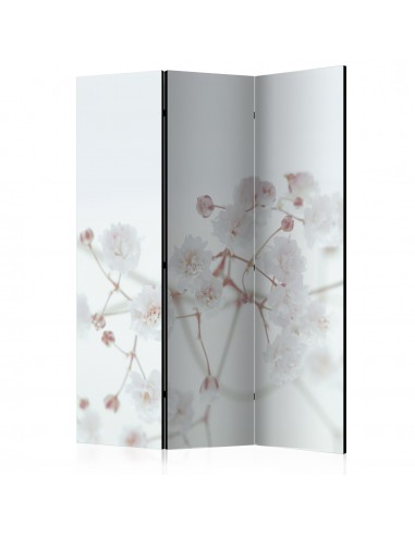 Paravent 3 volets panneaux cloison séparateur de pièce pliable recto verso White Flowers 135x172 cm PAR110983 d'Europe débarque