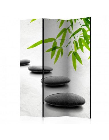 Paravent 3 volets panneaux cloison séparateur de pièce pliable recto verso Zen Stones 135x172 cm PAR111031 pas chere