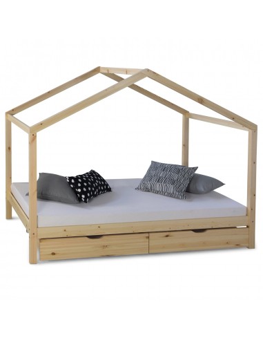 Lit cabane en bois pour enfant avec sommier inclus 90x200 cm avec tiroirs rangement LIT06190 vente chaude votre 