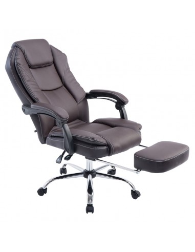 Fauteuil de bureau ergonomique en synthétique marron avec repose-pieds et accoudoirs BUR10379 livraison gratuite