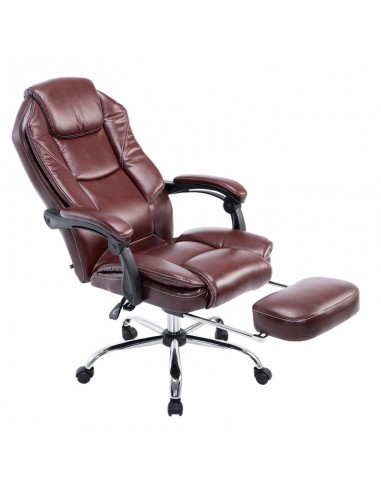 Fauteuil de bureau ergonomique en synthétique bordeaux avec repose-pieds et accoudoirs BUR10381 les ctes