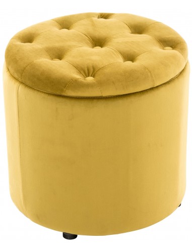 Pouf tabouret coffre avec espace de rangement en tissu velours jaune 42x44cm TABO10078 Economisez 