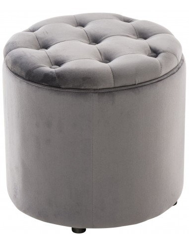 Pouf tabouret coffre avec espace de rangement en tissu velours gris 42x44cm TABO10080 Livraison rapide