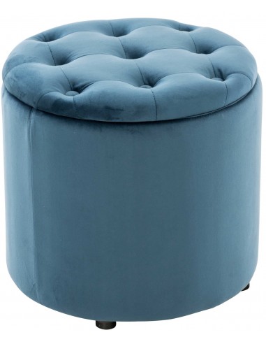 Pouf tabouret coffre avec espace de rangement en tissu velours bleu 42x44cm TABO10081 Comparez et commandez 