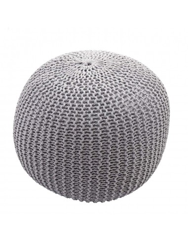 Tabouret repose pieds pouf aspect tricot à grosse maille 40x50cm gris TABO04007 acheter en ligne