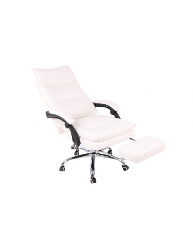 Fauteuil de bureau avec repose-pied et dossier ajustable en synthétique blanc BUR10389 rembourrage situé sous