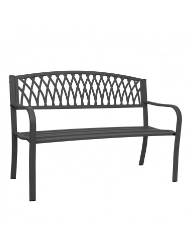 Banc de jardin 2 places losange acier thermolaqué noir largeur 127,5 cm MDJ04157 en stock