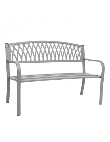 Banc de jardin 2 places losange acier thermolaqué gris largeur 127,5 cm MDJ04158 2023