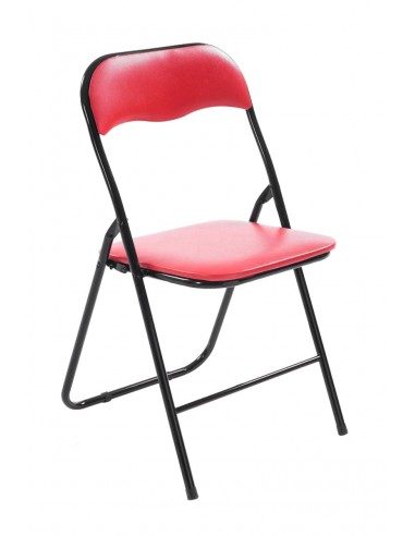 Chaise de cuisine pliable rouge pied en métal noir MED10008 la colonne vertébrale