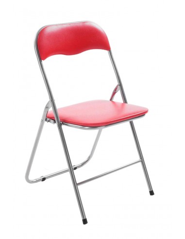 Chaise de cuisine pliable rouge pied en métal chromé MED10009 de pas cher