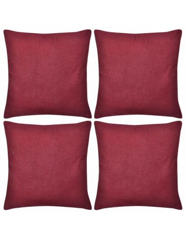 Lot de 4 housses de coussin taies d'oreiller bordeaux en coton 50 x 50 cm DEC020045 en ligne