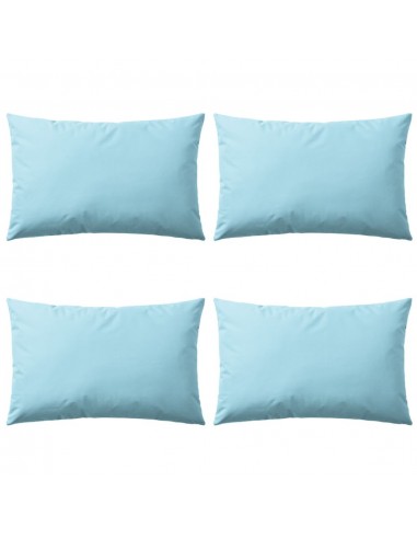 Lot de 4 coussins oreiller pour extérieur décoration jardin 60 x 40 cm bleu clair DEC020101 en ligne