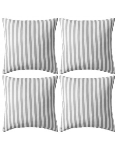 Lot de 4 coussins oreiller pour extérieur décoration jardin rayure 45 x 45 cm gris DEC020110 Profitez des Offres !