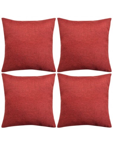 Lot de 4 housses de coussin taies d'oreiller aspect de lin bordeaux 80 x 80 cm DEC020070 de l' environnement