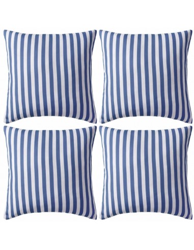 Lot de 4 coussins oreiller pour extérieur décoration jardin rayure 45 x 45 cm bleu DEC020107 livraison gratuite