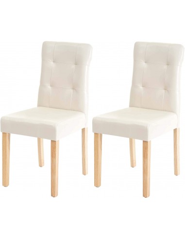 Lot de 2 chaises en synthétique crème pieds en bois clair CDS04443 Comparez plus de prix