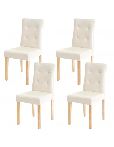 Lot de 4 chaises en synthétique crème pieds en bois clair CDS04543 ou a consommer sur place