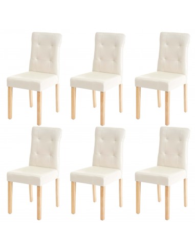 Lot de 6 chaises en synthétique crème pieds en bois clair CDS04643 ouvre sa boutique