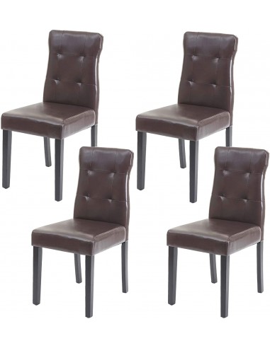 Lot de 4 chaises en synthétique marron pieds en bois foncé CDS04544 Découvrez la collection