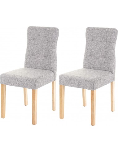 Lot de 2 chaises en tissu gris pieds en bois clair CDS04445 est présent 