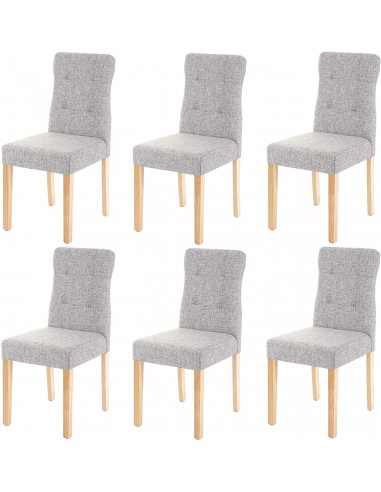 Lot de 6 chaises en tissu gris pieds en bois clair CDS04645 de votre