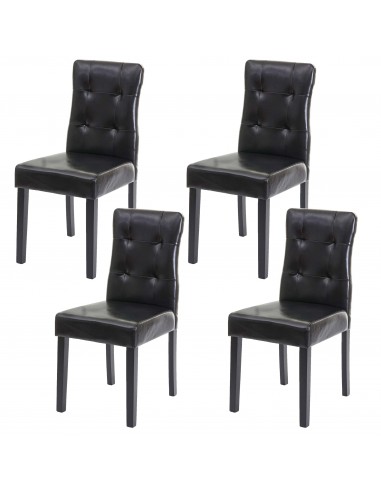 Lot de 4 chaises en synthétique noir pieds en bois foncé CDS04546 destockage