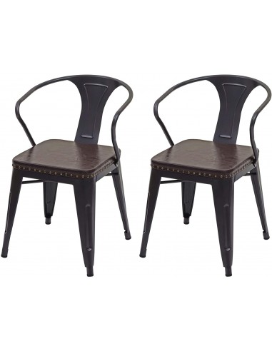 2x chaises de salle à manger cuisine en synthétique et métal style industrielle marron noir CDS04451 2023