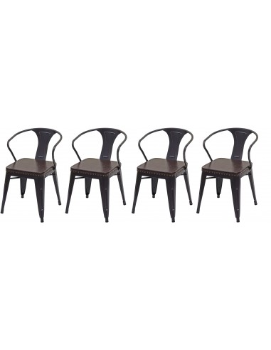 4x chaises de salle à manger cuisine en synthétique et métal style industrielle marron noir CDS04551 acheter