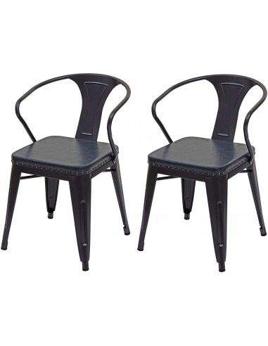 2x chaises de salle à manger cuisine en synthétique et métal style industrielle gris noir CDS04452 les ligaments