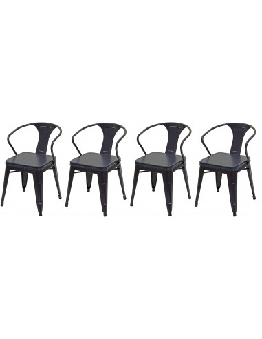 4x chaises de salle à manger cuisine en synthétique et métal style industrielle gris noir CDS04552 en stock